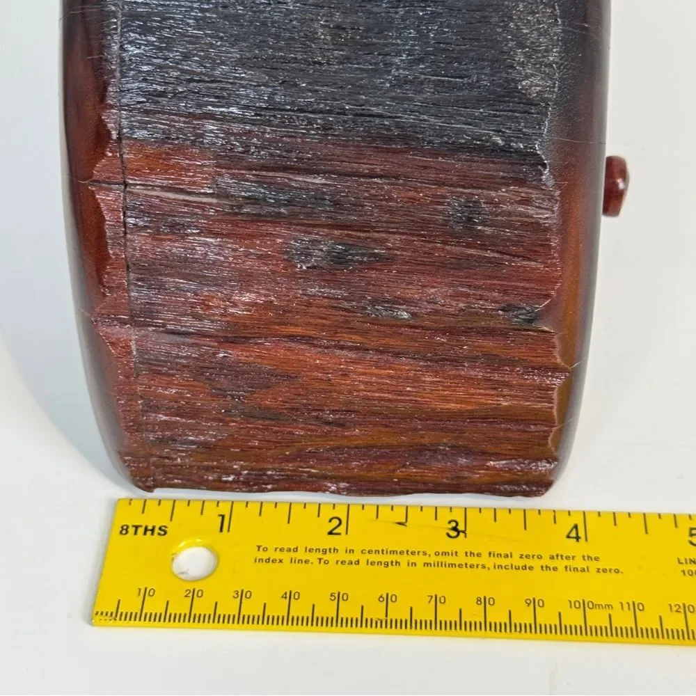 Vintage Handmade Burl Wood 3 Drawer Trinket Box